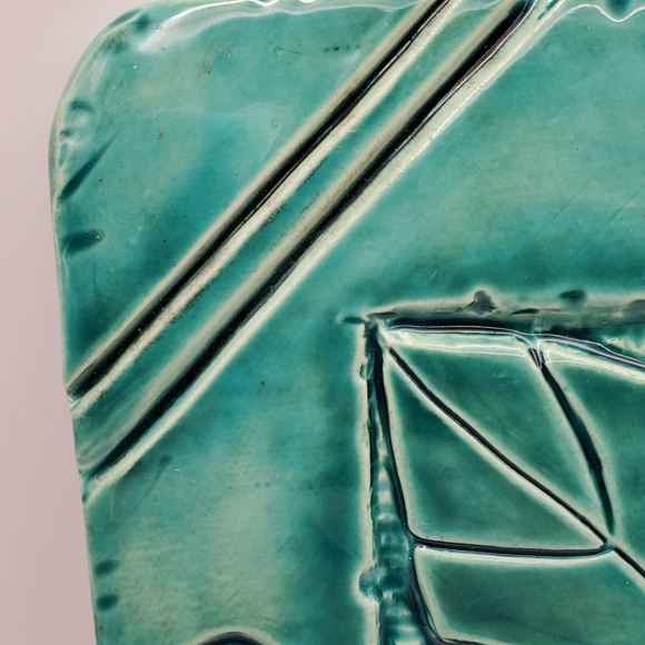 Vintage Soul By Lisa Glaze Teal Art Pottery Trivet Tile Signed Char Murray 8×8" - Picture 2 of 11
